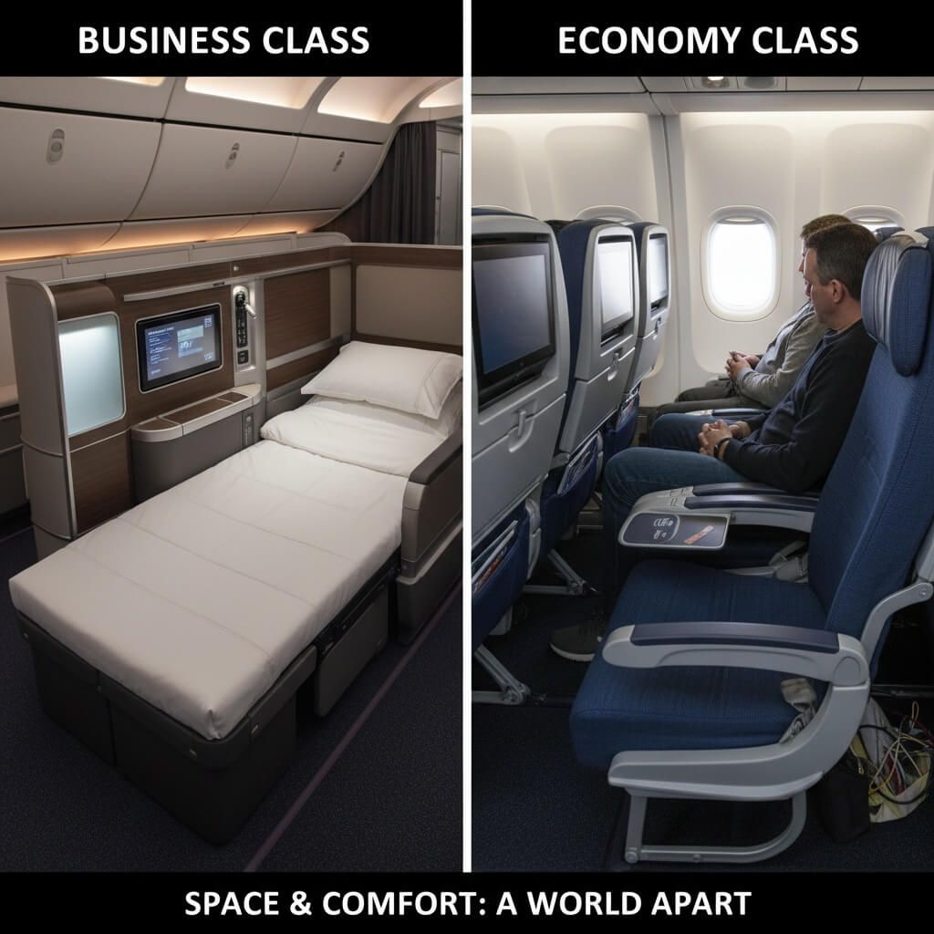 in flight space and comfort